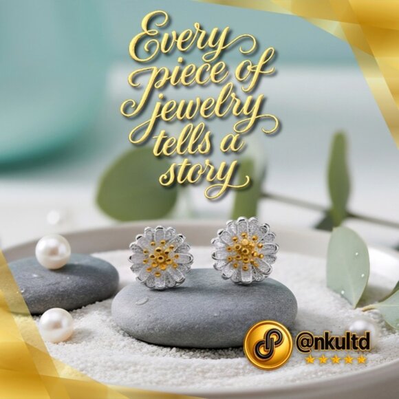 Elegant 18K Gold Plated Stainless Steel Aquamarine Pearl Cuff Bracelet Studs - Picture 8 of 12